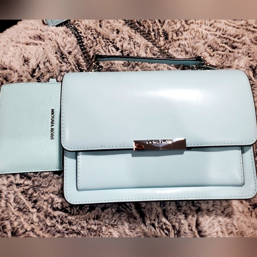 Michael Kors Jade LG Gusset Shoulder/ Crossbody Leather Bag And Matching Wallet